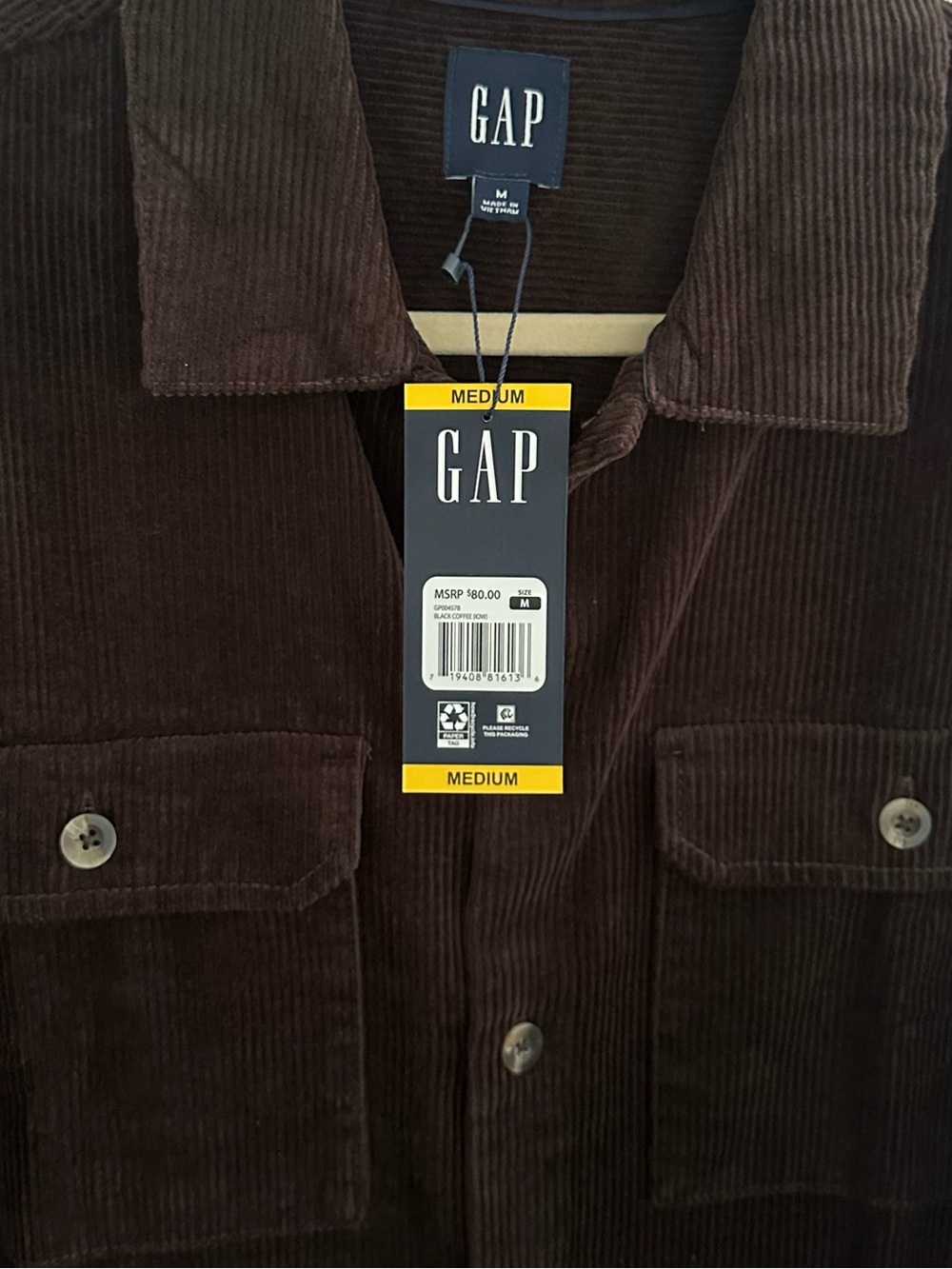 Chocolate Brown Oversized Corduroy Shirt / Men’s Fall Shacket - Picture 6 of 11